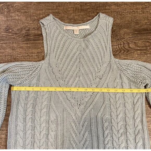 Lauren Conrad Women’s Cold Shoulder Cable Knit Sweater Dusty Blue Size US M - Picture 3 of 7